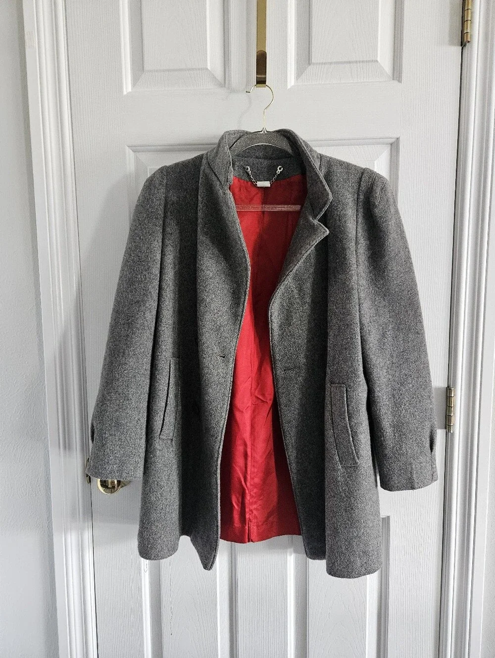 Vintage 1980s Military Gray Wool Car Coat/Overcoat